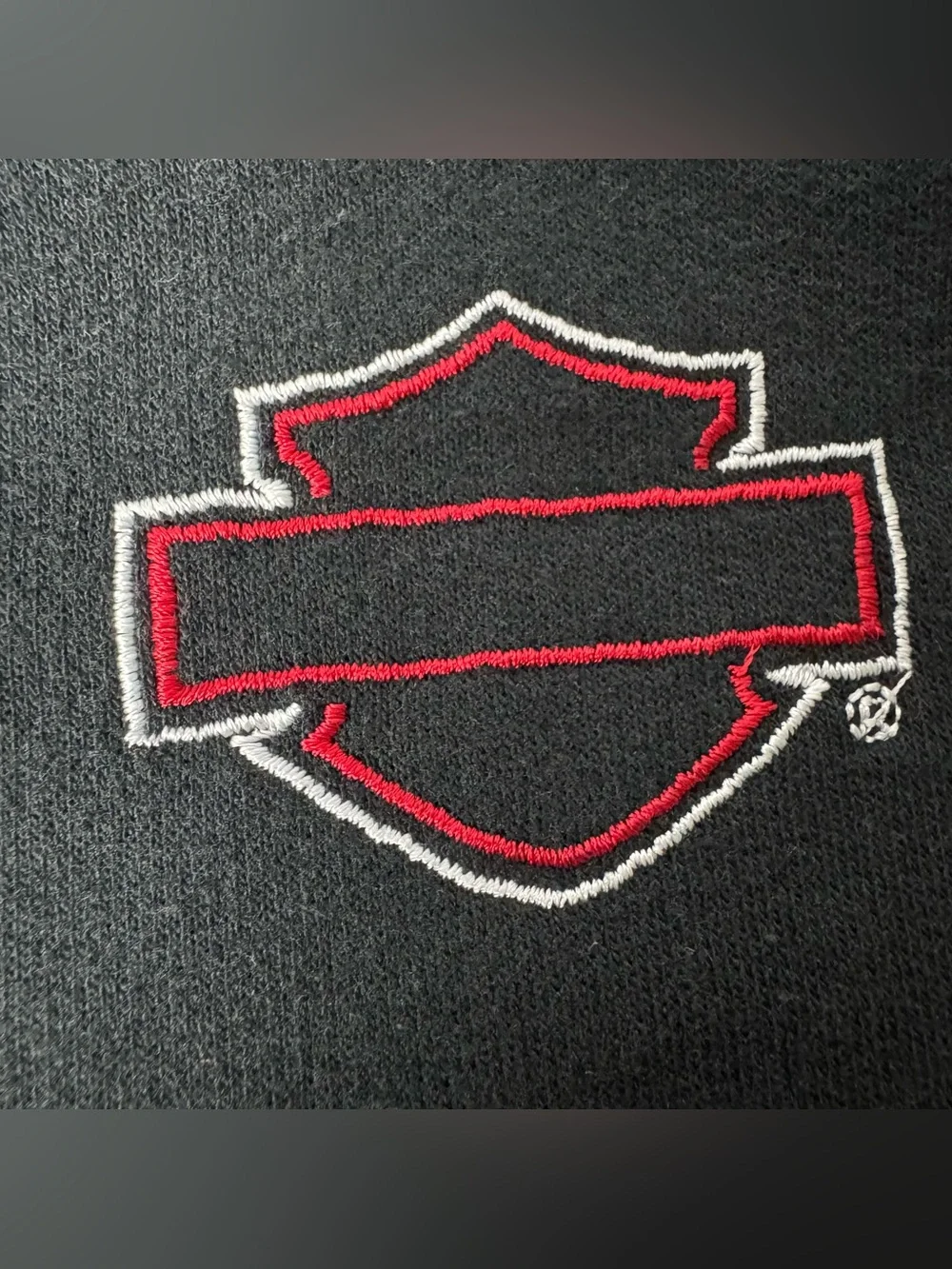 Harley-Davidson Black Track Zip Sweater with White Sleeves and Red Piping - Picture 9 of 13